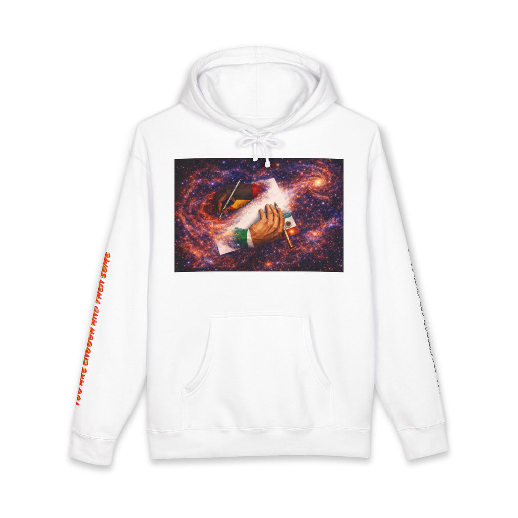 Mutual Respect Perseverance Inc. Galaxy Hoodie — Handshake Cosmic Graphic Sweatshirt