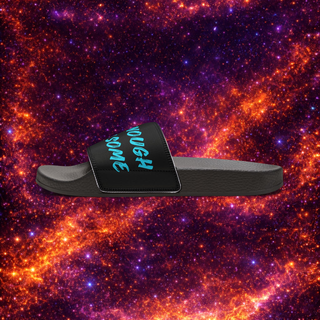 Power Slides - Neon Blue - Men's Removable-Strap Slide Sandals — Customizable Comfort Slides