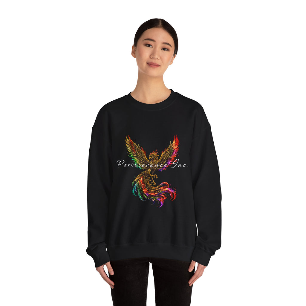 Phoenix Crewneck Sweatshirt — Colorful Phoenix "Perseverance One" Graphic