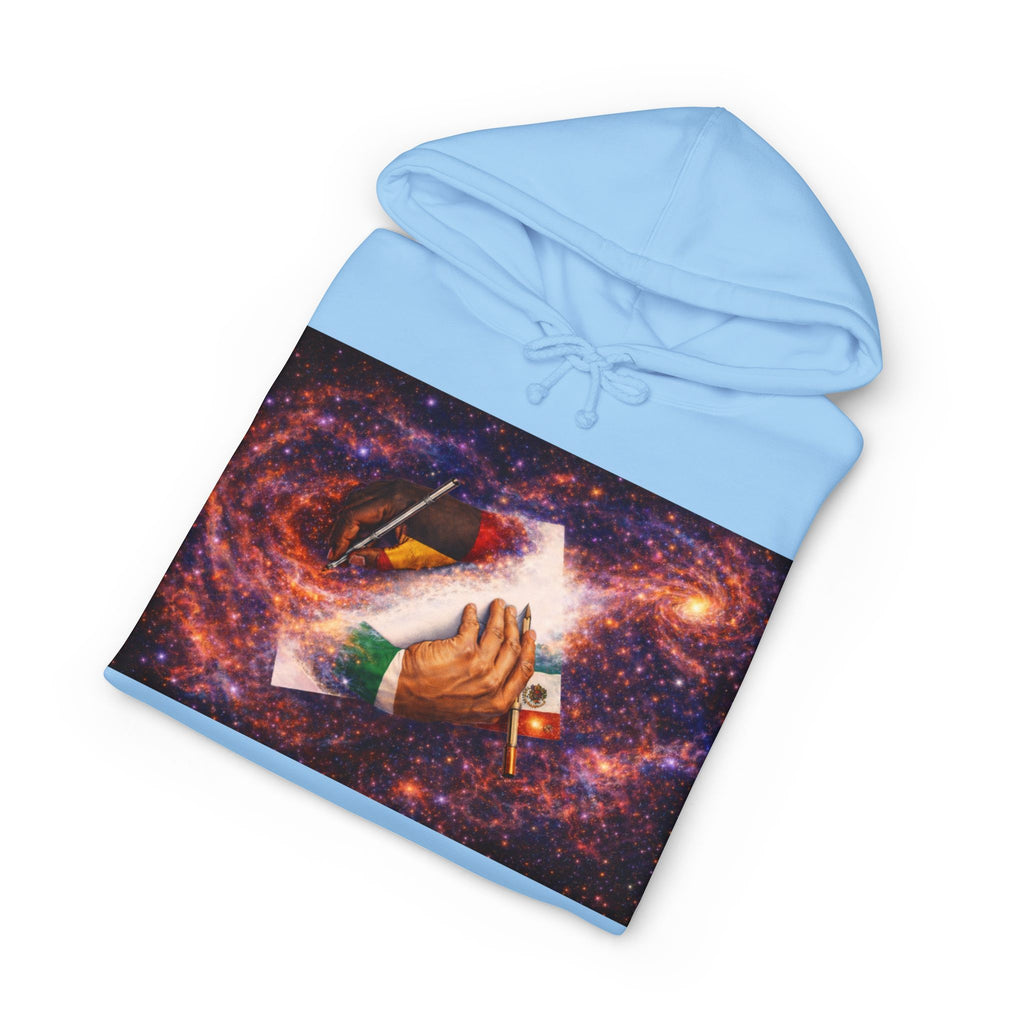 Mutual Respect Perseverance Inc. Galaxy Hoodie — Handshake Cosmic Graphic Sweatshirt