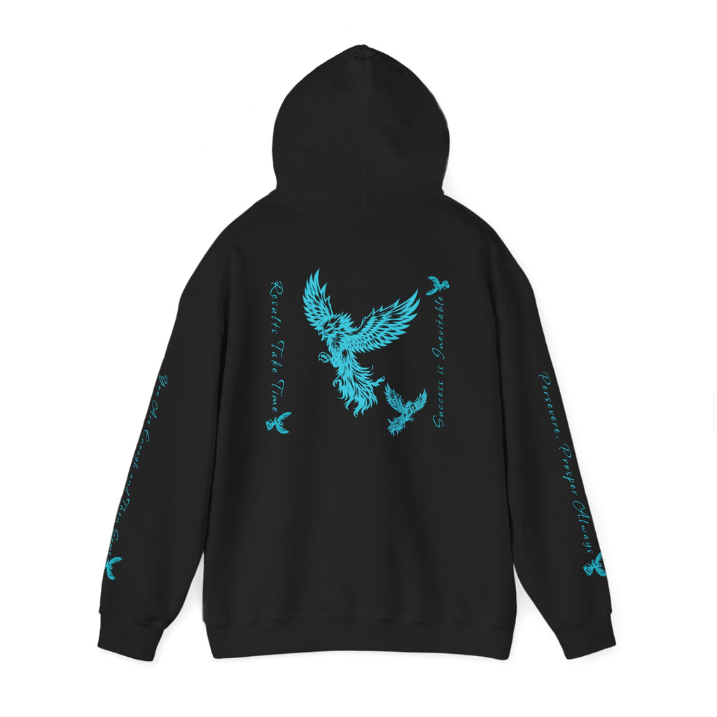 Why Not You? Hoodie — Inspirational Black Pullover with Teal Sleeve Script