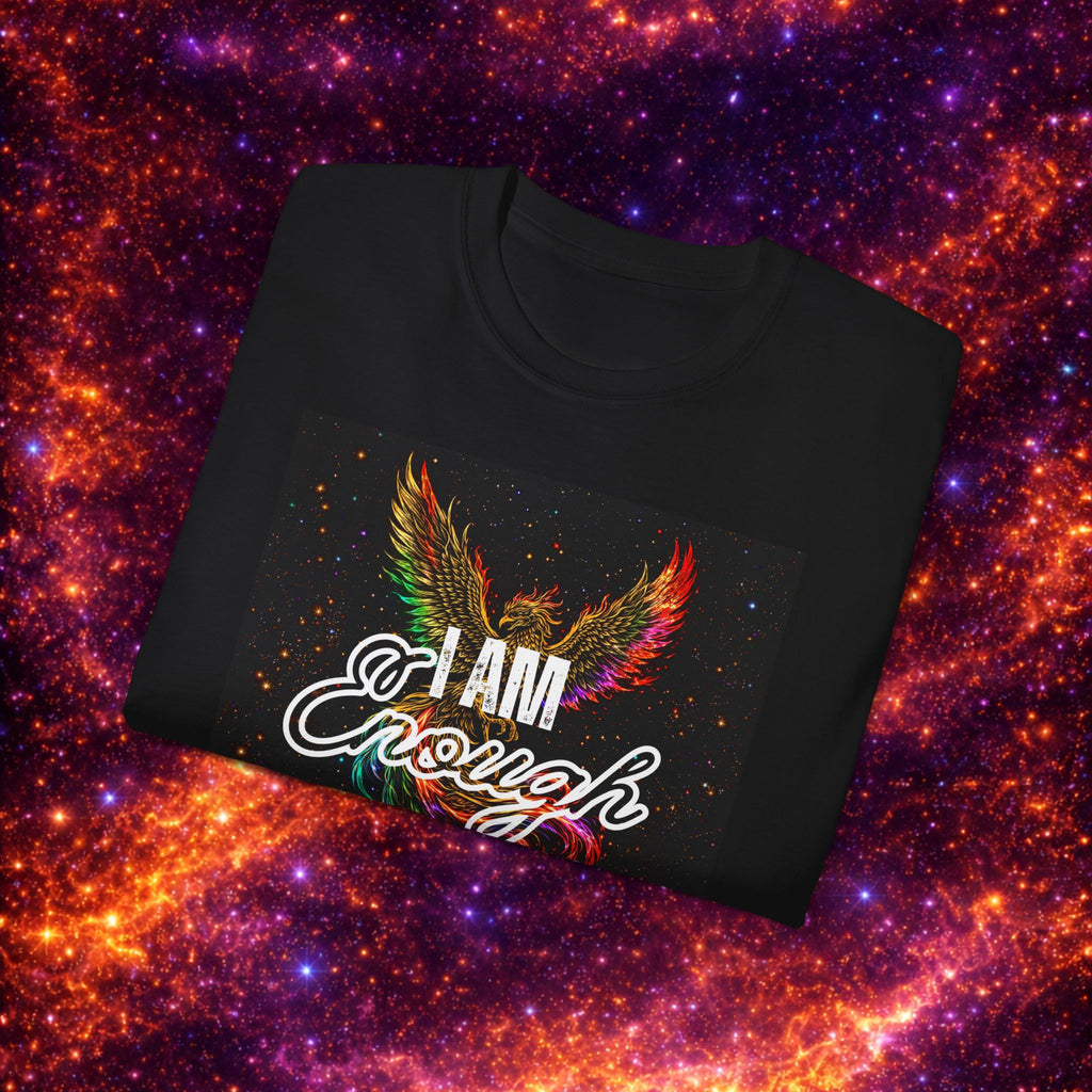 I Am Enough Graphic Phoenix Tee — Inspirational Self-Love Shirt