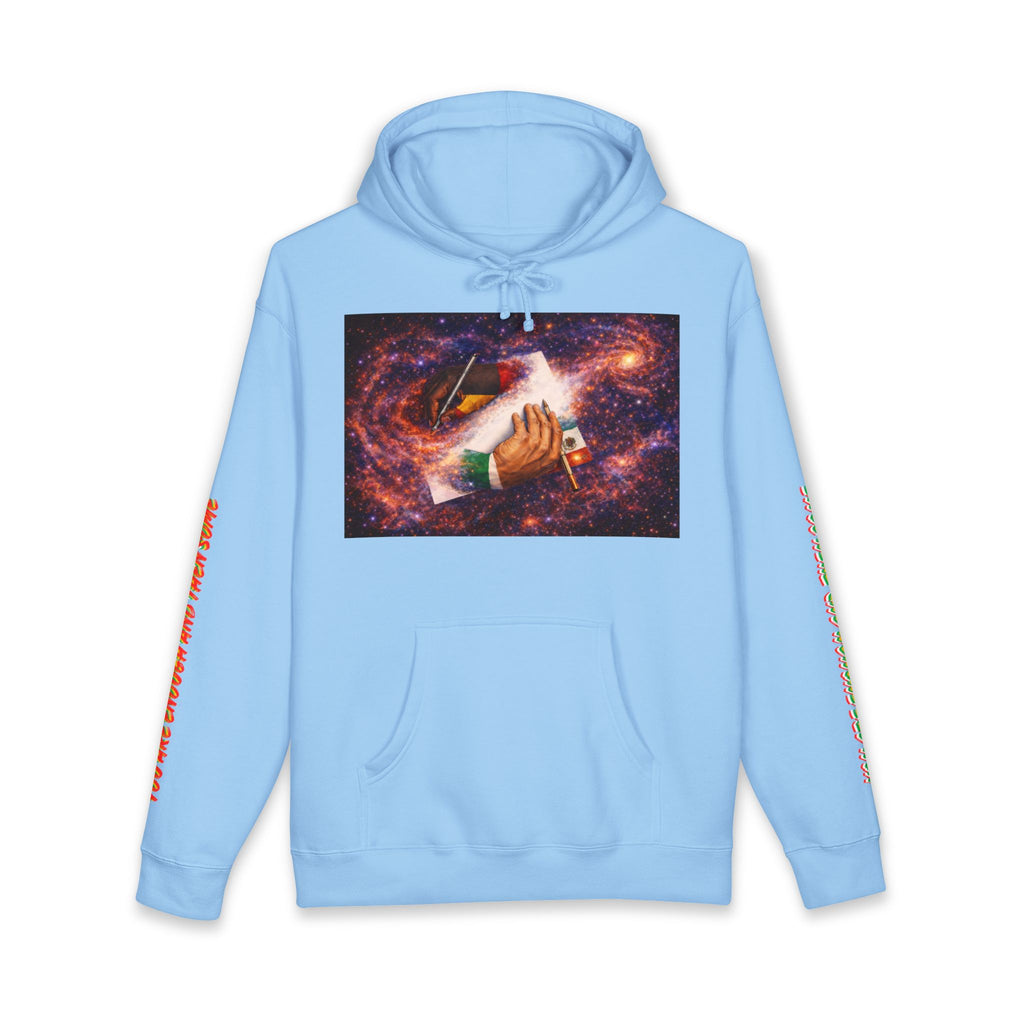Mutual Respect Perseverance Inc. Galaxy Hoodie — Handshake Cosmic Graphic Sweatshirt