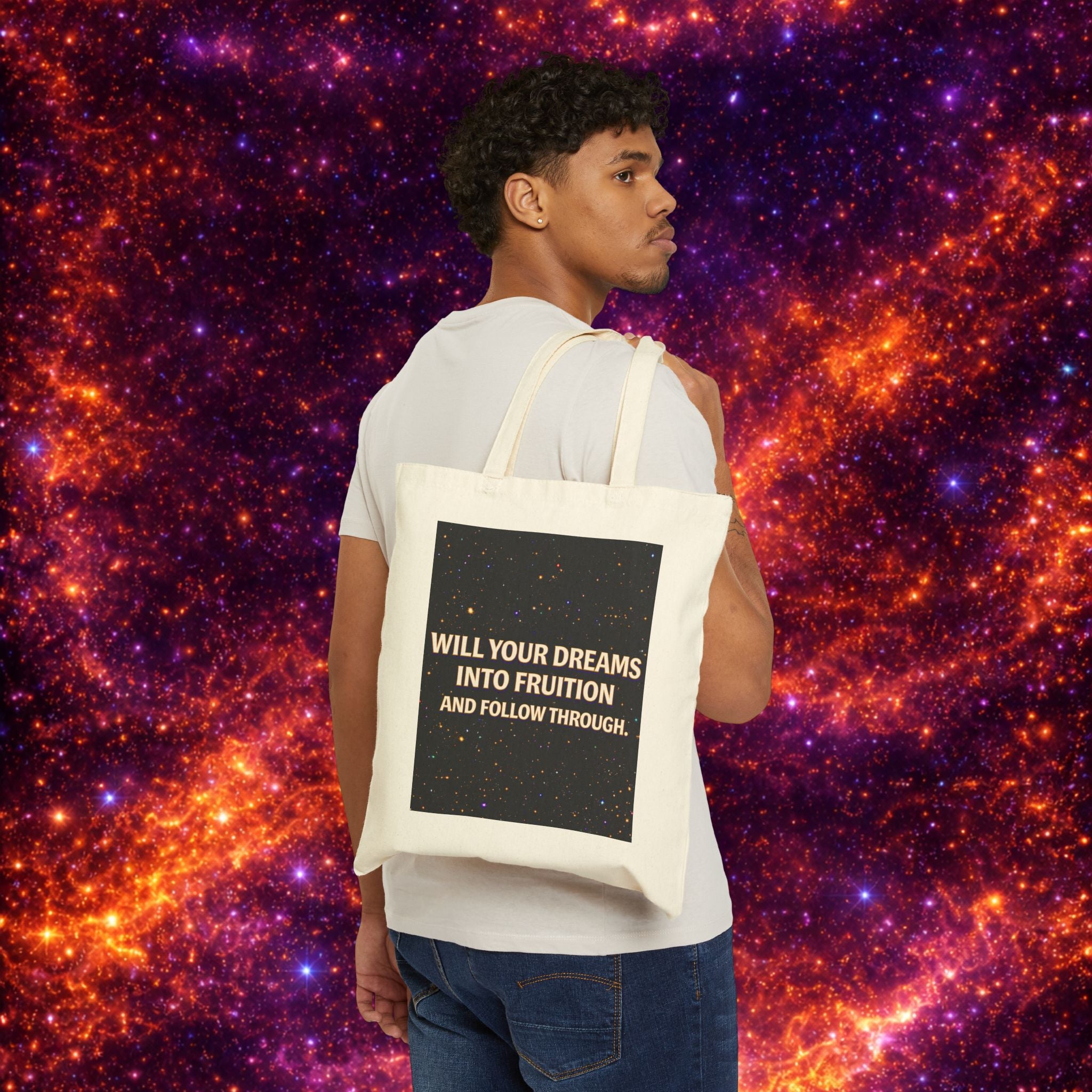 Perseverance Phoenix Cotton Tote — "Will Your Dreams Into Fruition" Inspirational Canvas Bag
