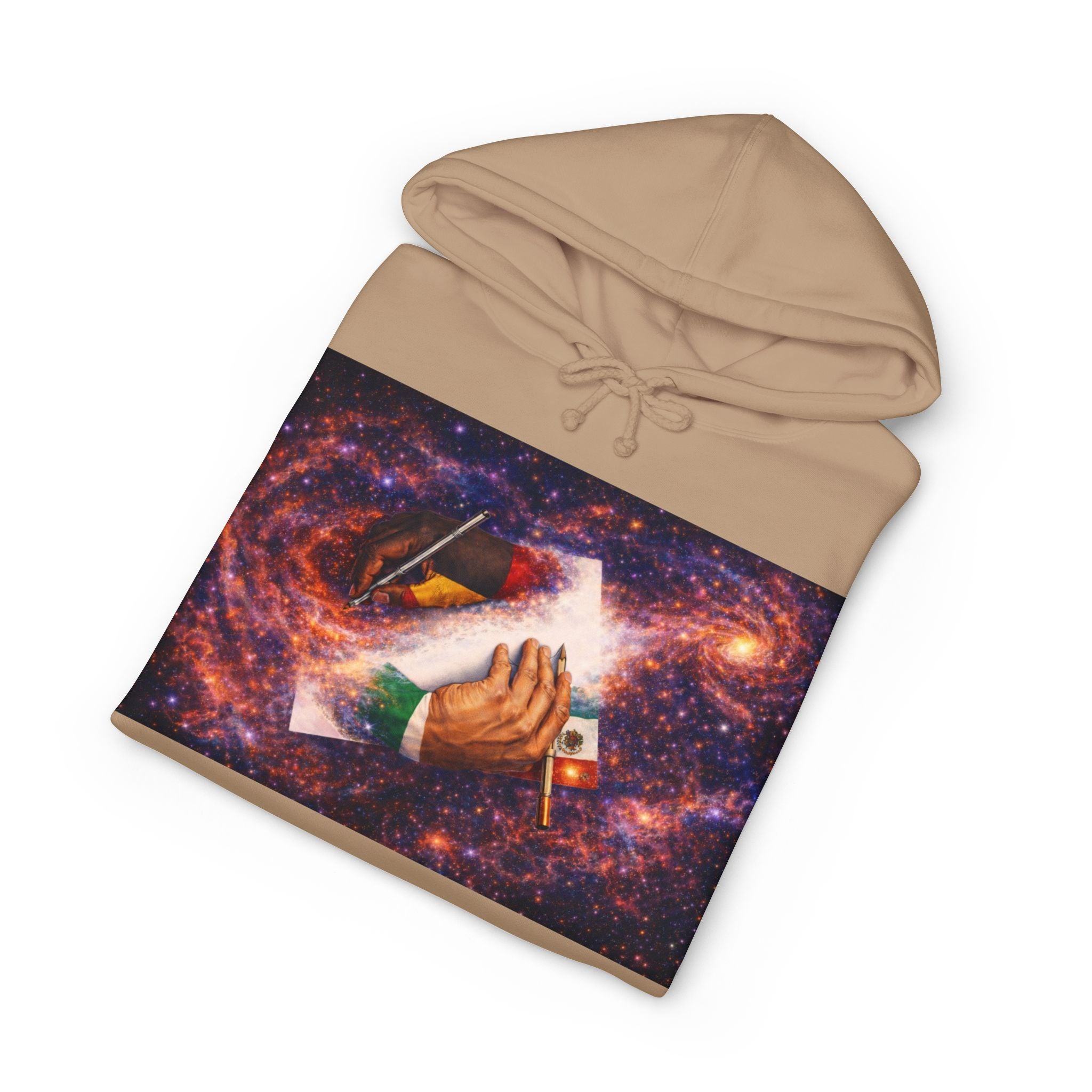 Mutual Respect Perseverance Inc. Galaxy Hoodie — Handshake Cosmic Graphic Sweatshirt