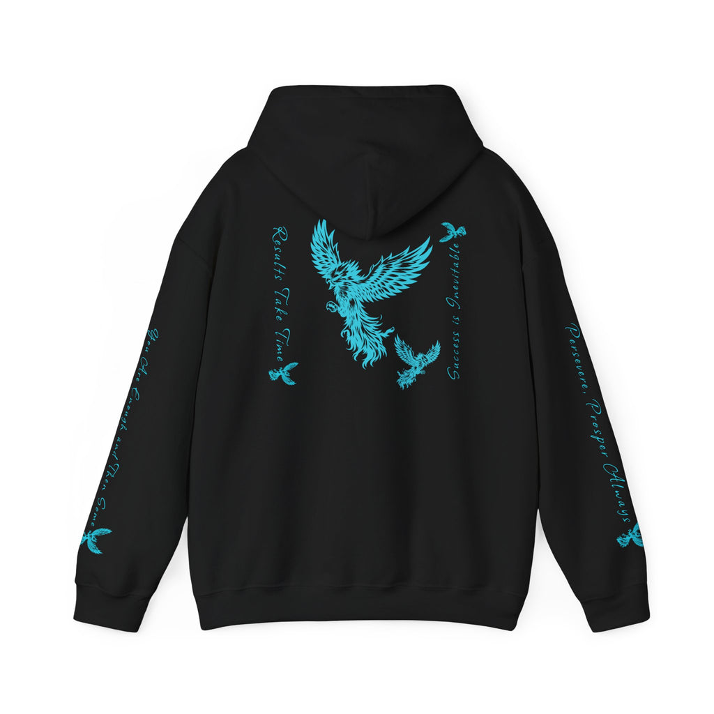 Why Not You? Hoodie — Inspirational Black Pullover with Teal Sleeve Script