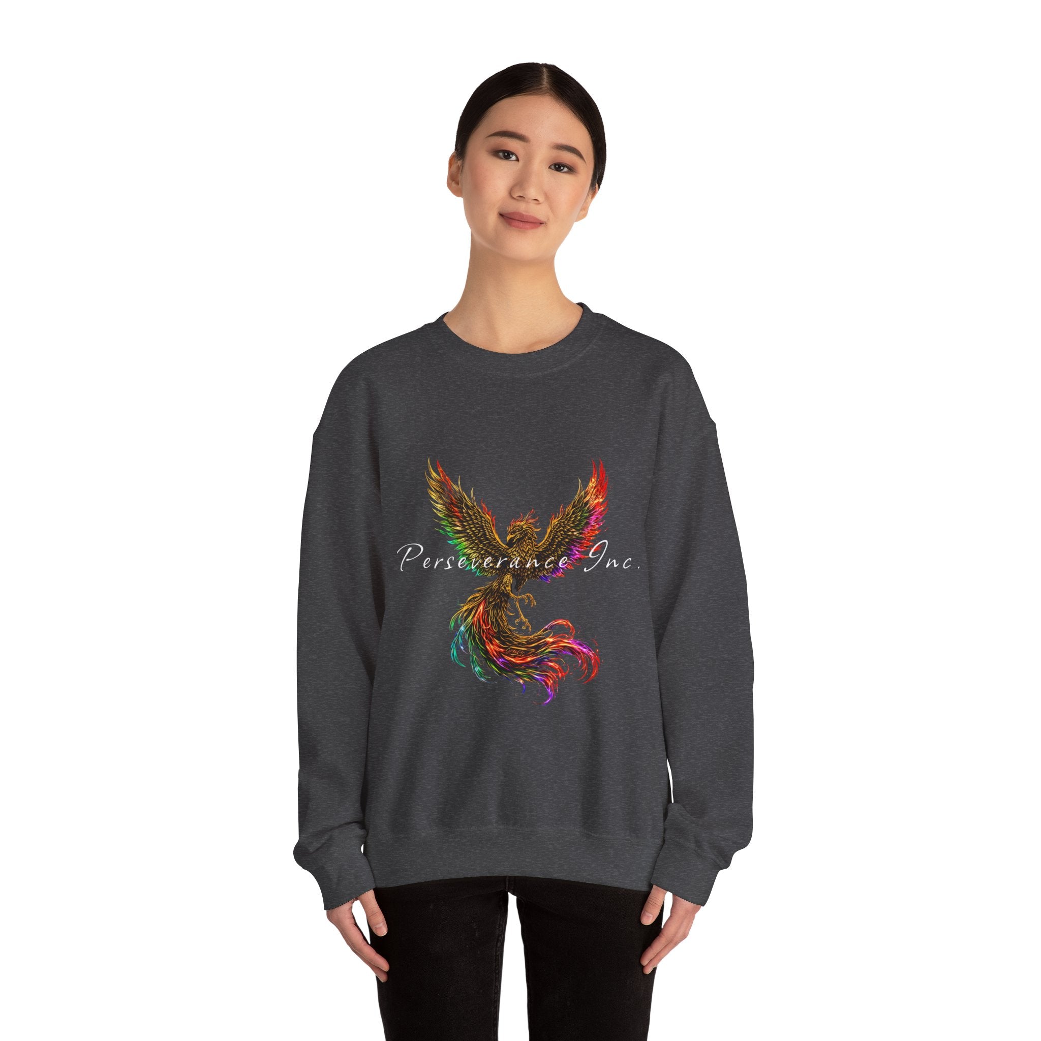 Phoenix Crewneck Sweatshirt — Colorful Phoenix "Perseverance One" Graphic