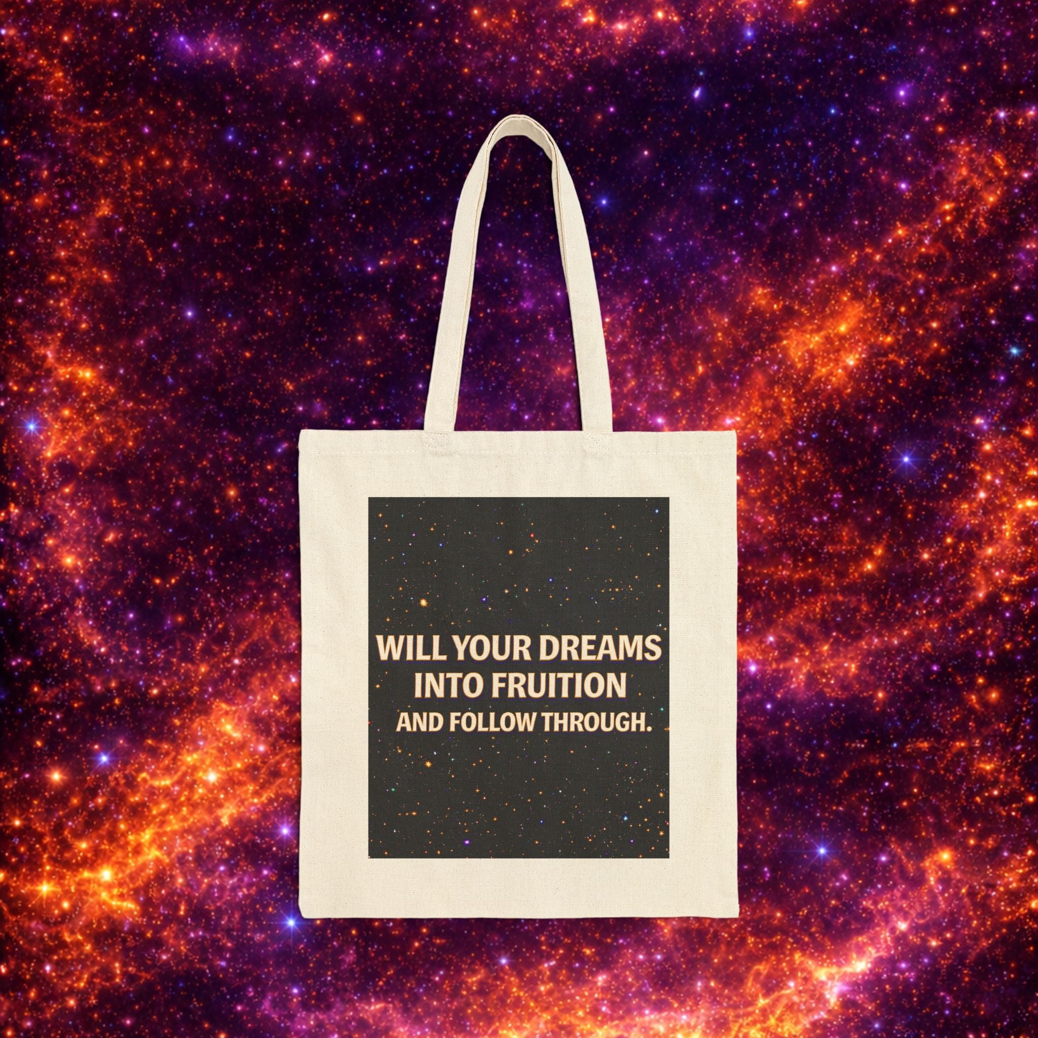 Perseverance Phoenix Cotton Tote — "Will Your Dreams Into Fruition" Inspirational Canvas Bag