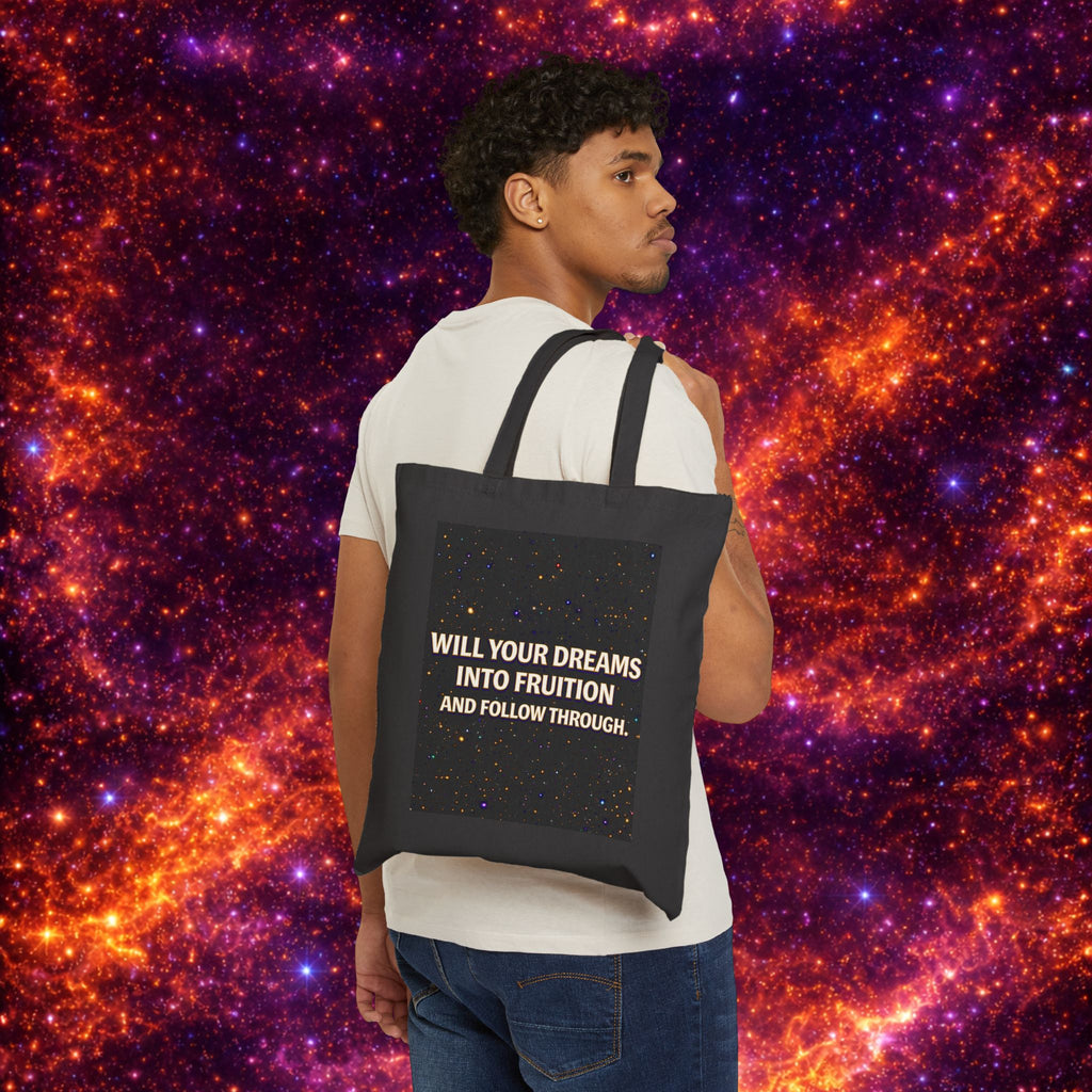 Perseverance Phoenix Cotton Tote — "Will Your Dreams Into Fruition" Inspirational Canvas Bag