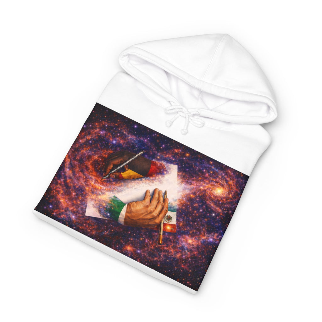 Mutual Respect Perseverance Inc. Galaxy Hoodie — Handshake Cosmic Graphic Sweatshirt