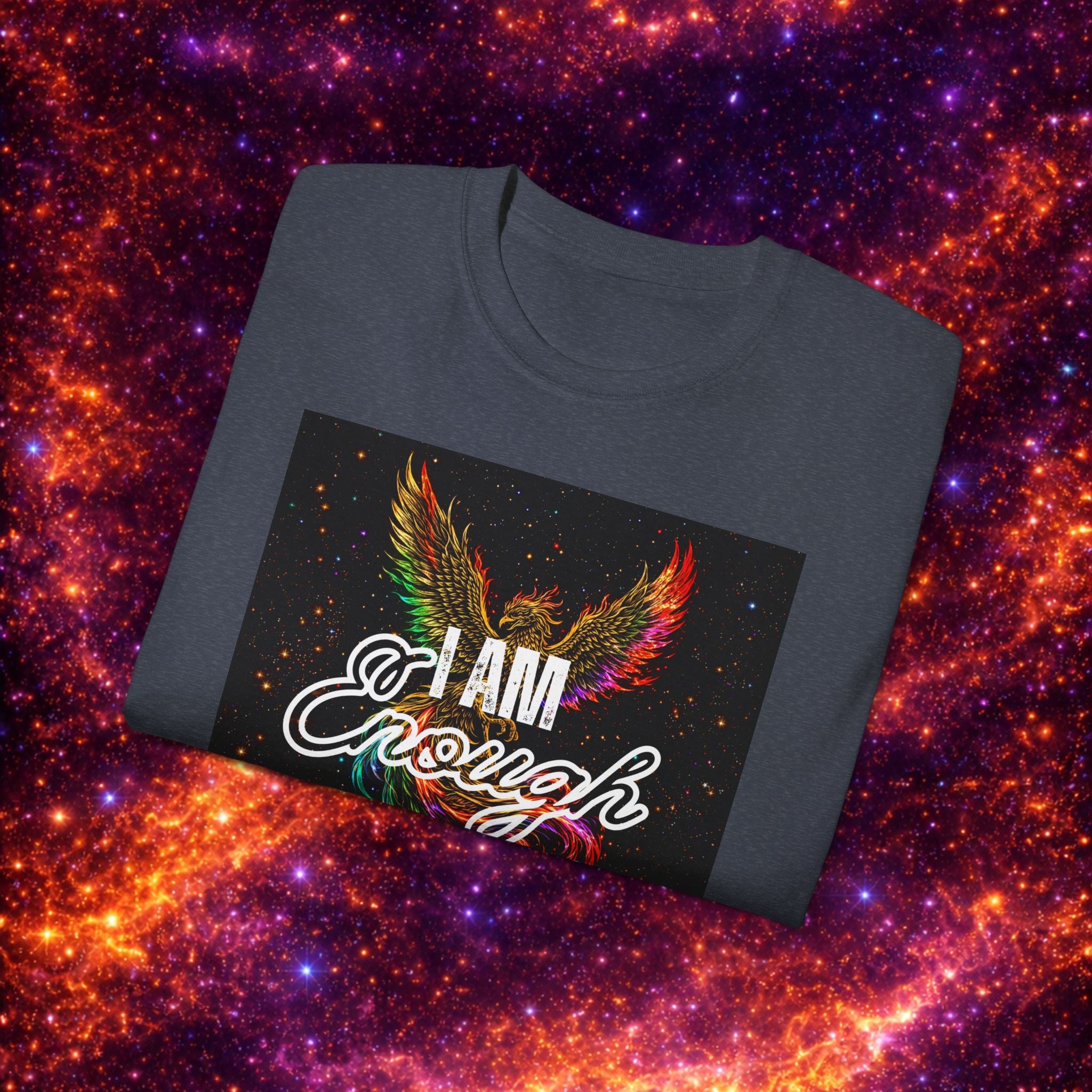 I Am Enough Graphic Phoenix Tee — Inspirational Self-Love Shirt