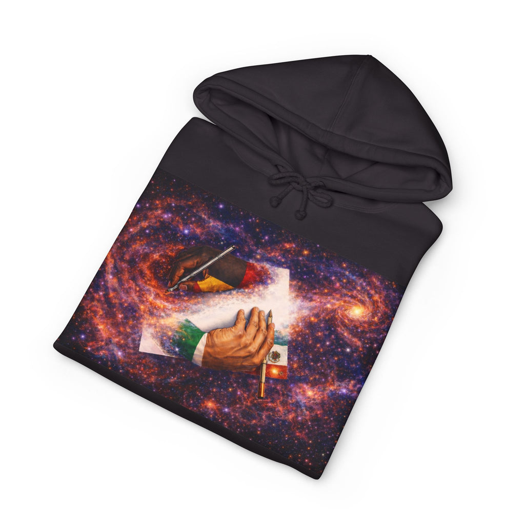 Mutual Respect Perseverance Inc. Galaxy Hoodie — Handshake Cosmic Graphic Sweatshirt